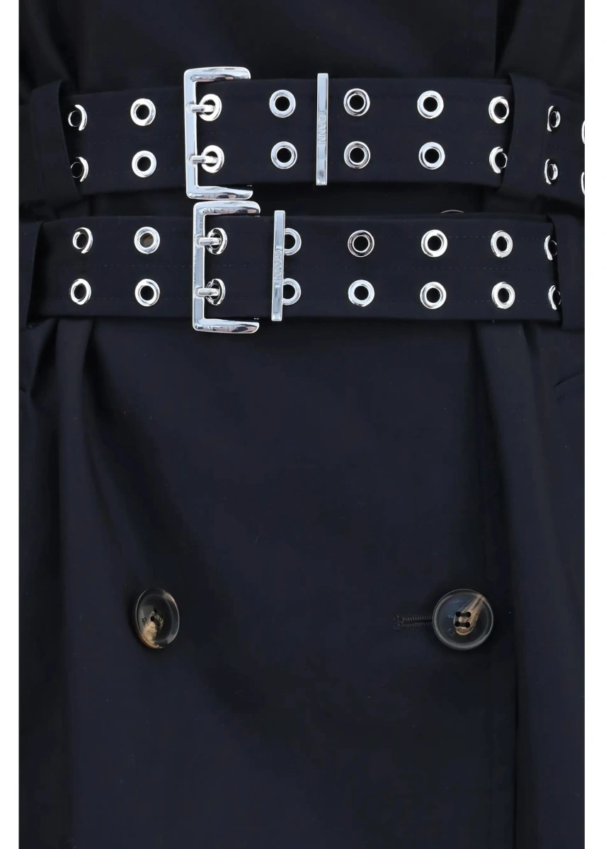 Palton Double-breasted cotton Trench Coat with double belt - Img 3