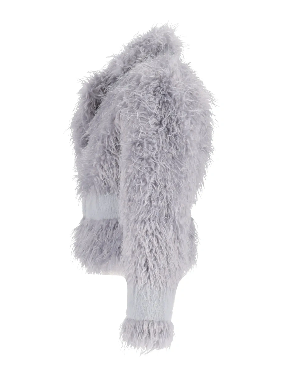 Palton FAUX MONGOLIAN FUR SHORT COAT WITH FAUX REX INSERTS - Img 2