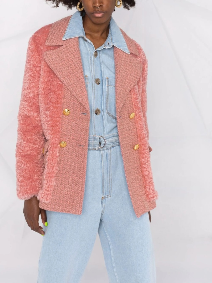 Palton LOVE Moschino roz din polyester - Img 5