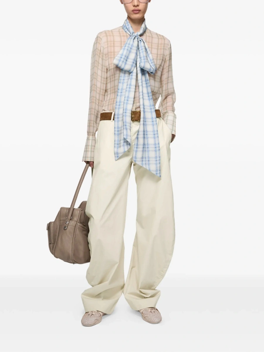 Pantaloni Acne Studios bej din bumbac - Img 4