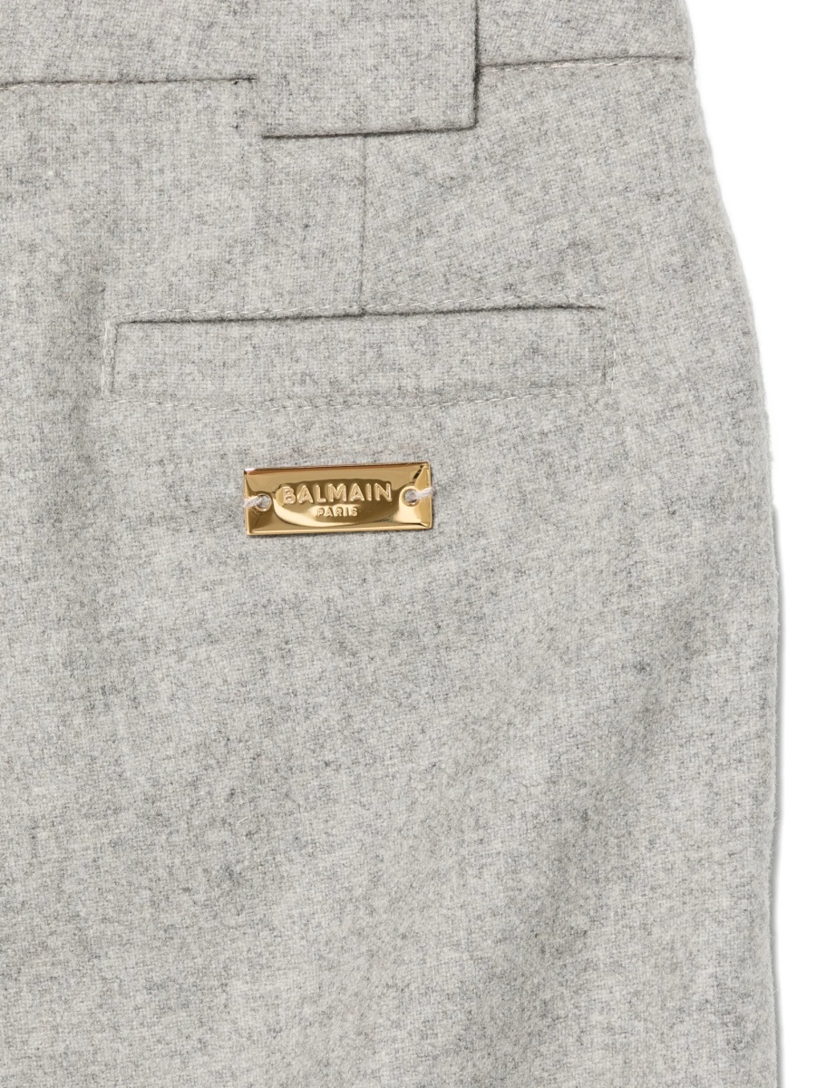 Pantaloni Balmain gri din lana si poliamida - Img 2