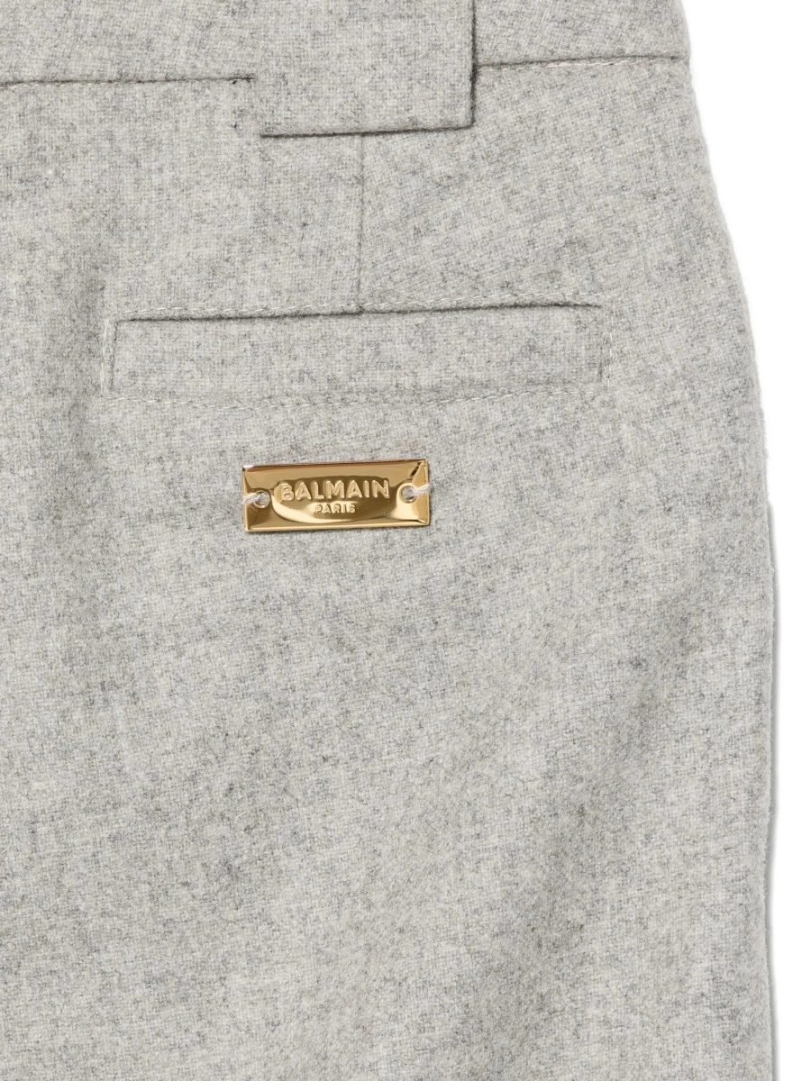 Pantaloni Balmain gri din lana si poliamida - Img 2