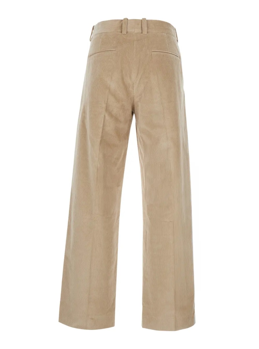 Pantaloni Beige Pants with Belt Loops in Corduroy for Men - Img 2