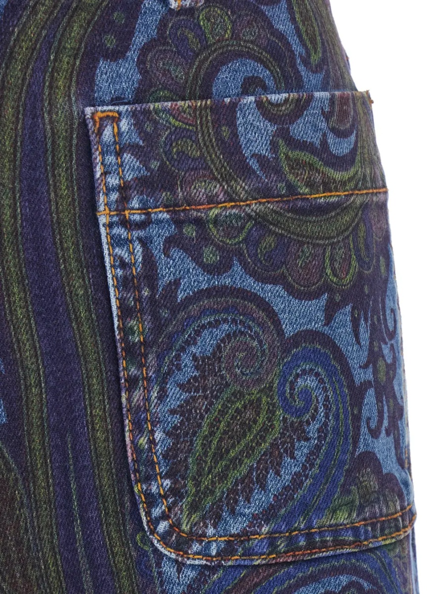 Pantaloni Blue Jeans with patch logo on the back and all-over print in denim women - Img 3