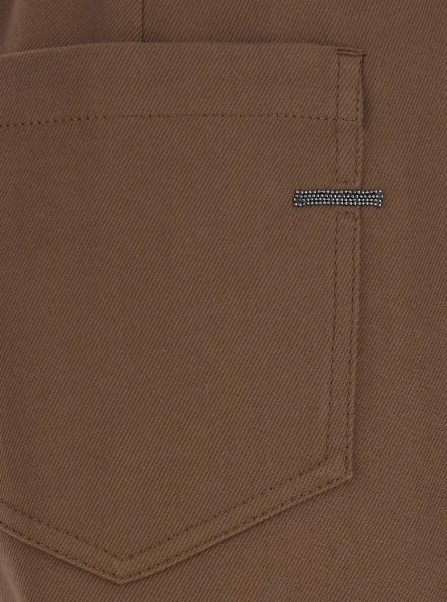 Pantaloni Brown Pants with elasticated waist and Monile on the back in stretch cotton for women - Img 4