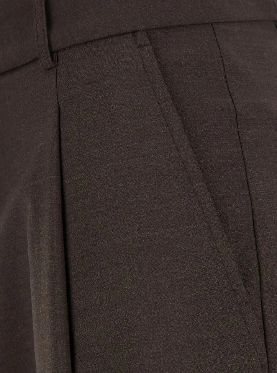 Pantaloni Brown pants with front pleats in fabric for women - Img 2