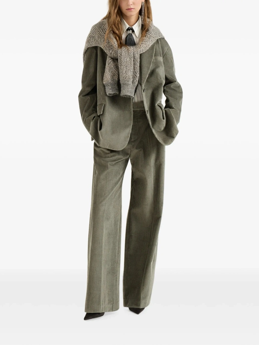 Pantaloni Brown Pants with Monile on the belt loop and wide leg in corduroy for women - Img 5