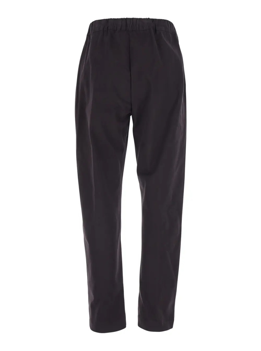 Pantaloni 'Buddy' Brown Pants with Elastic Drawstring Waist in Stretch Cotton for Women - Img 2