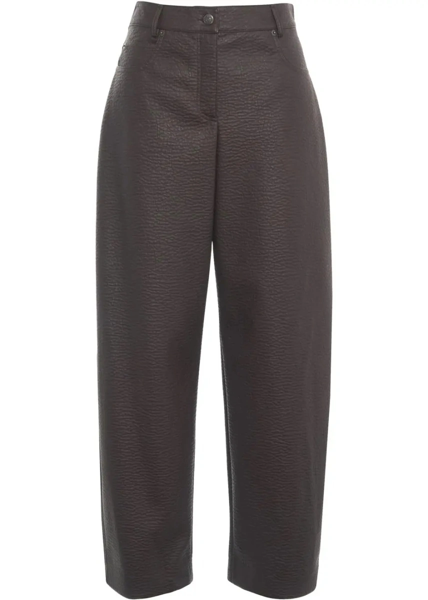 Pantaloni casual 8PM maro din piele ecologica - Img 2