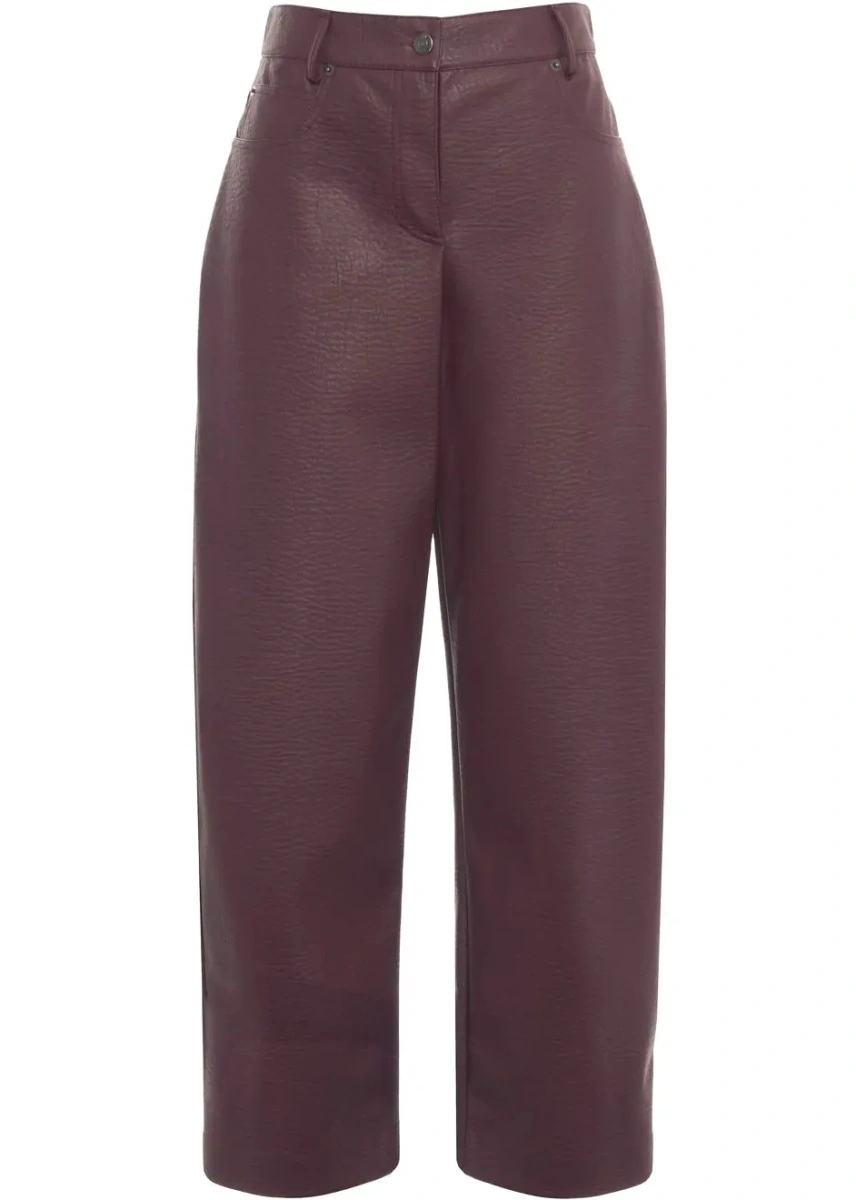 Pantaloni casual 8PM rosii din piele ecologica - Img 2