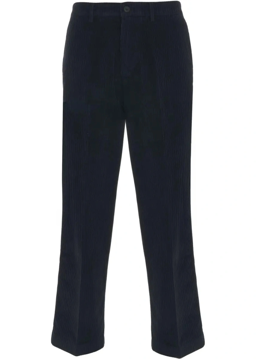 Pantaloni casual Cruna albastri din catifea reiata - Img 2