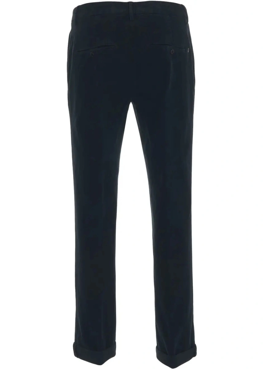 Pantaloni casual Dondup albastri din bumbac - Img 4