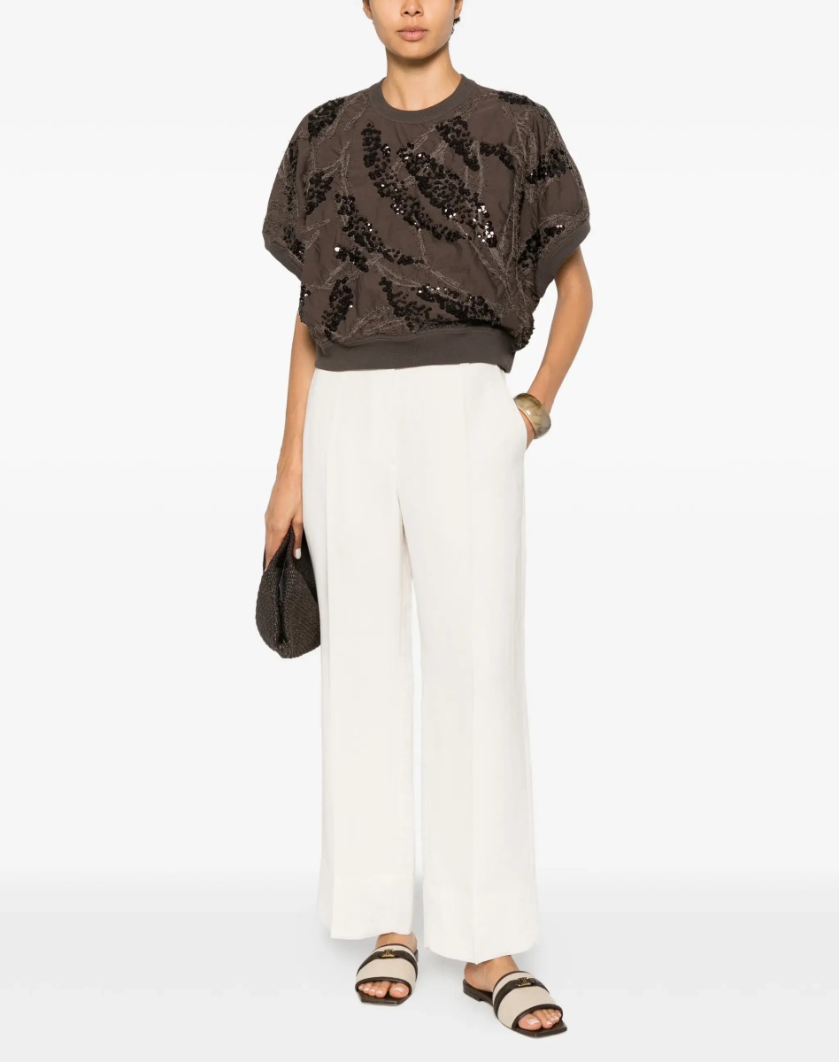 Pantaloni Cigarette Pants in fluid viscose and linen twill - Img 4
