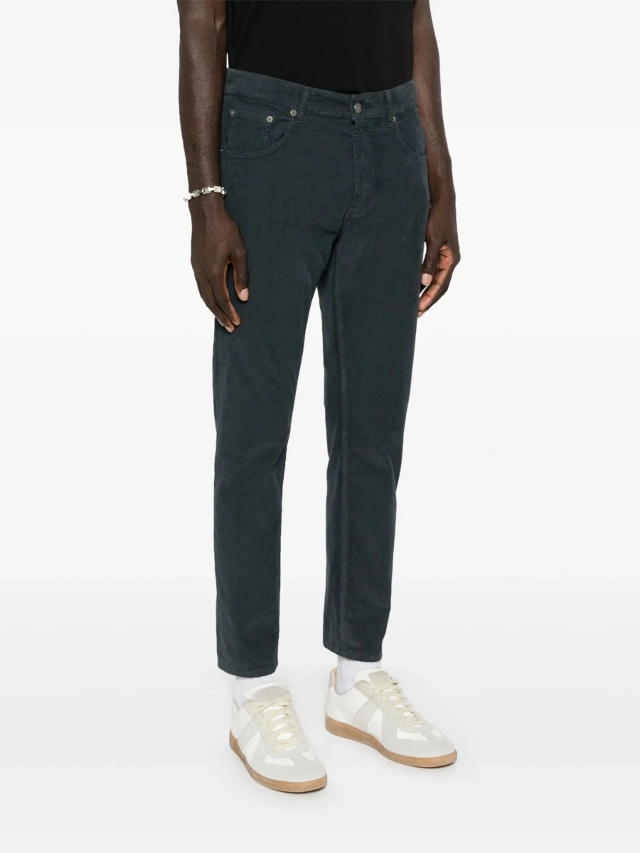 Pantaloni conici Dondup gri din bumbac si elastan - Img 3