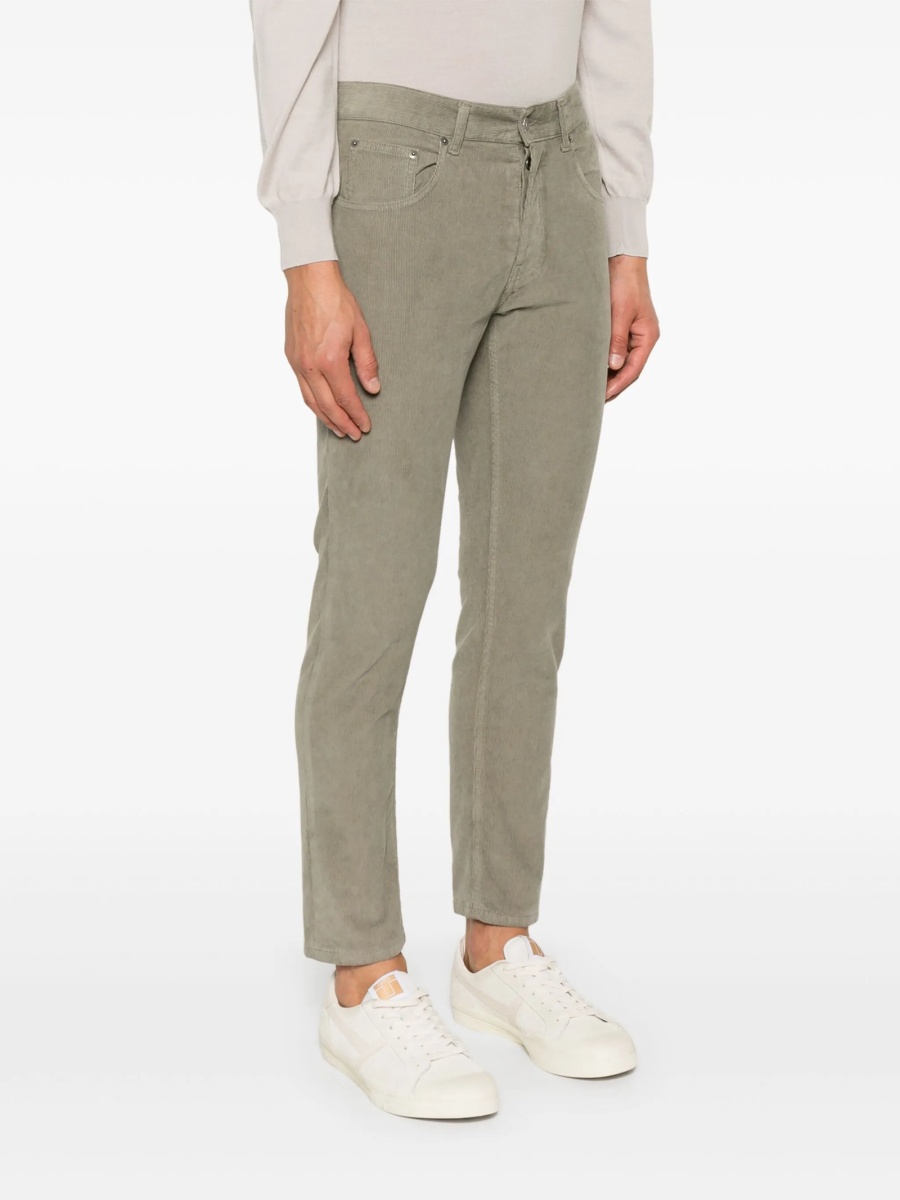 Pantaloni conici Dondup verzi din bumbac si spandex/elastan - Img 3
