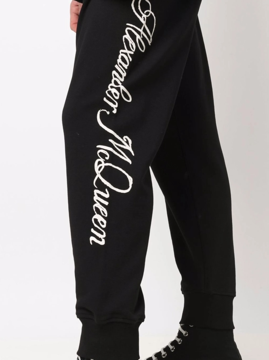 Pantaloni de trening Alexander McQueen negri din bumbac - Img 5