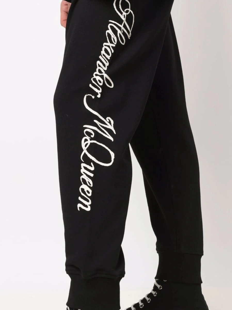 Pantaloni de trening Alexander McQueen negri din bumbac - Img 5