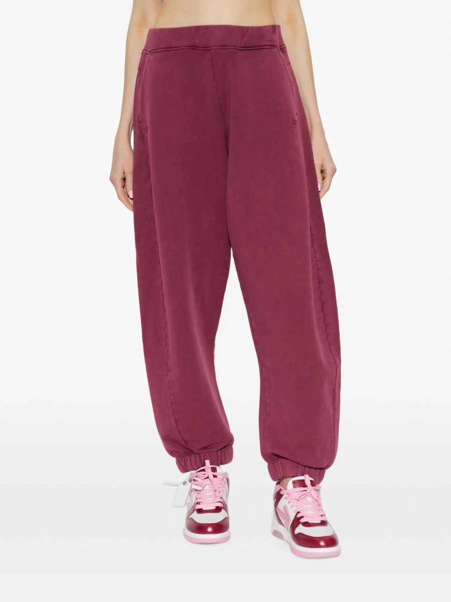 Pantaloni de trening Off-White rosii din bumbac - Img 3