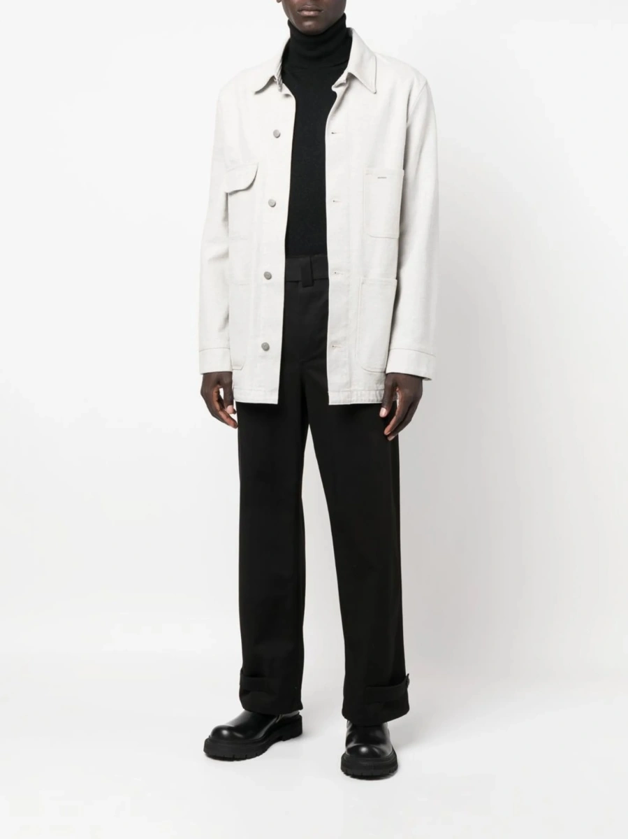 Pantaloni drepti Alexander McQueen negri din bumbac - Img 2