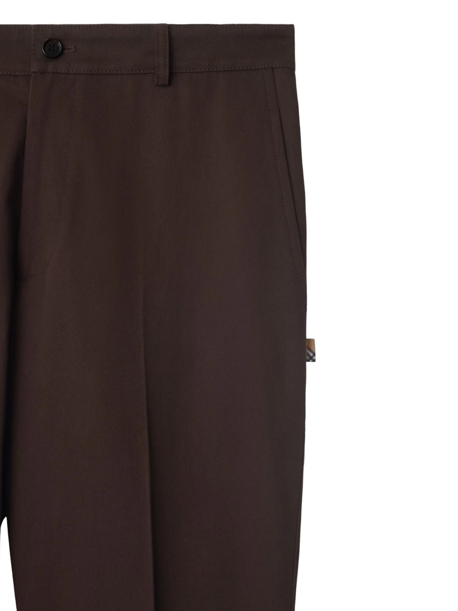 Pantaloni drepti Burberry maro din corn si bumbac - Img 2