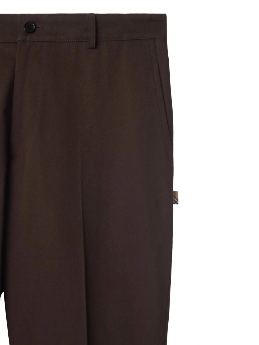Pantaloni drepti Burberry maro din corn si bumbac - Img 2