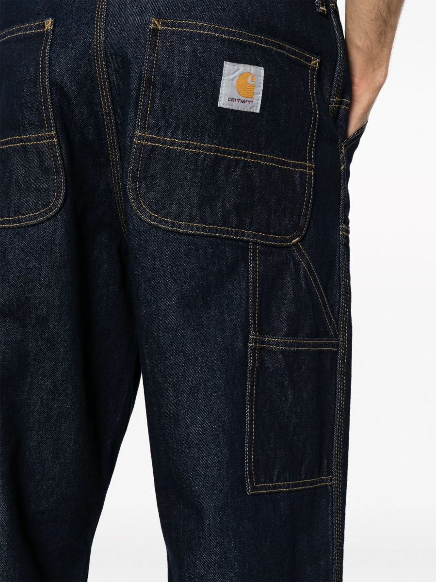 Pantaloni drepti Carhartt albastri din bumbac - Img 5