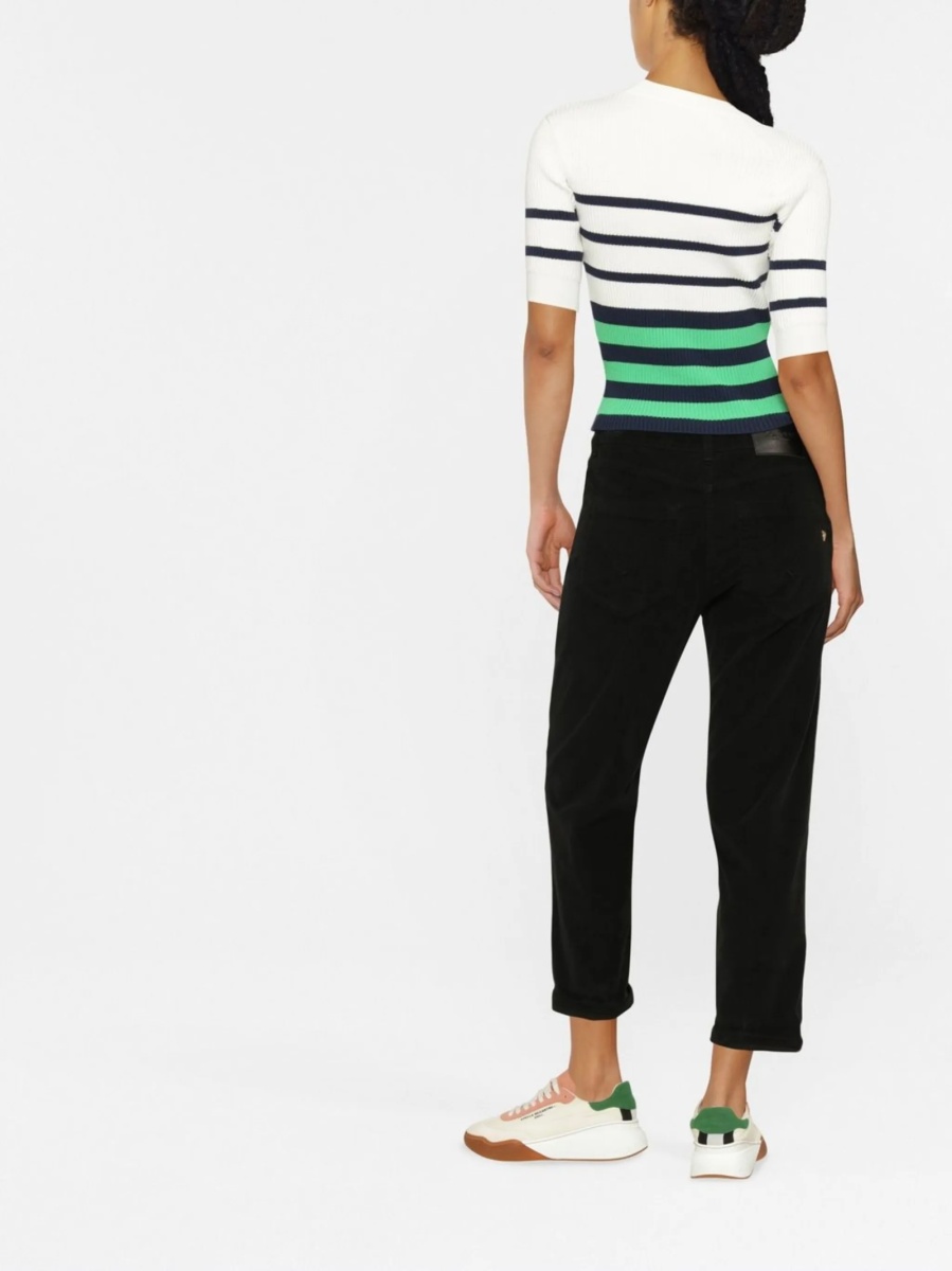 Pantaloni drepti Dondup negri din spandex/elastan si bumbac - Img 3