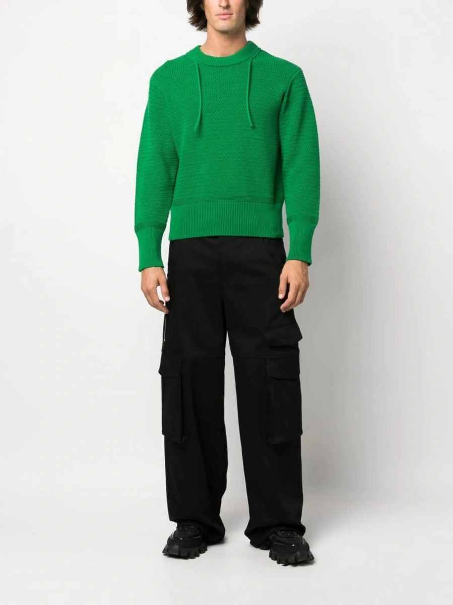 Pantaloni drepti GCDS negri din spandex/elastan si bumbac - Img 2