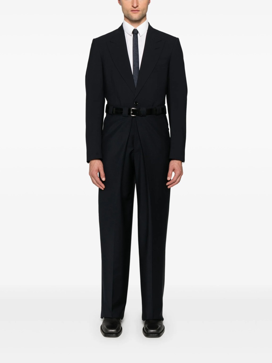 Pantaloni drepti Givenchy albastri din lana si mohair - Img 2