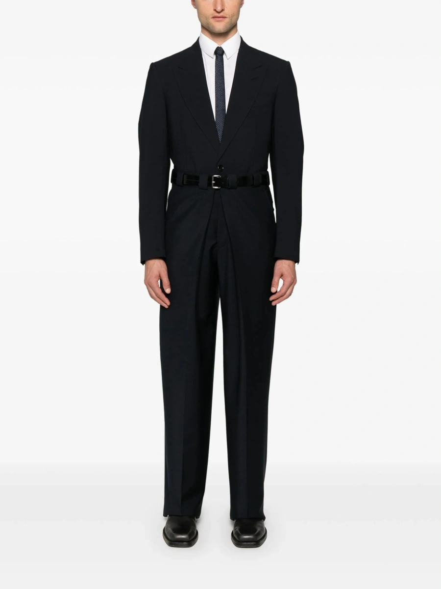Pantaloni drepti Givenchy albastri din lana si mohair - Img 2