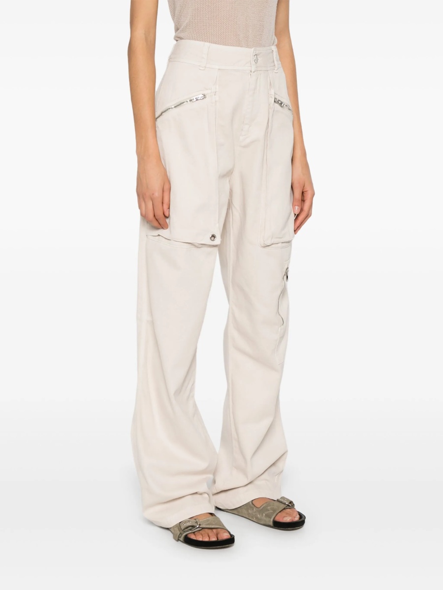 Pantaloni drepti Isabel Marant neutri din bumbac - Img 3