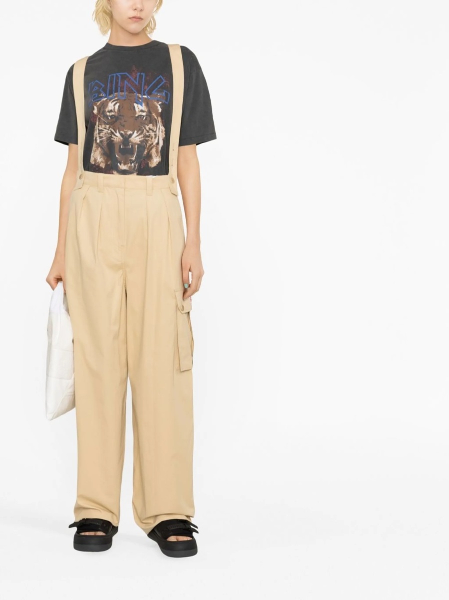 Pantaloni drepti Kenzo neutri din bumbac - Img 2