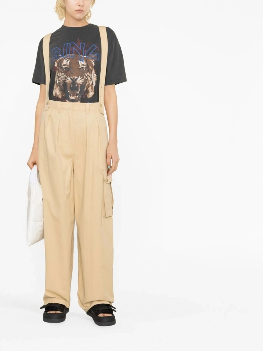 Pantaloni drepti Kenzo neutri din bumbac - Img 2