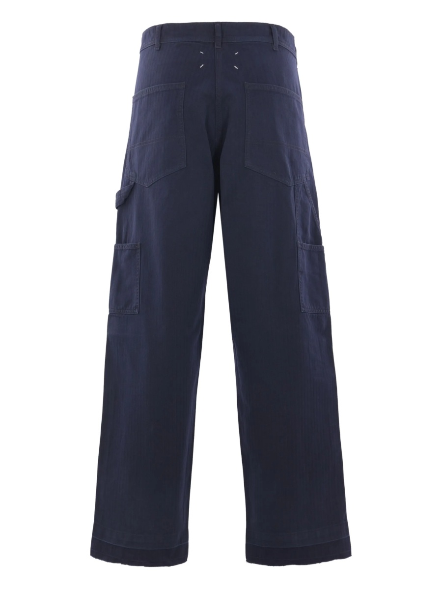 Pantaloni drepti Maison Margiela albastri din bumbac - Img 2