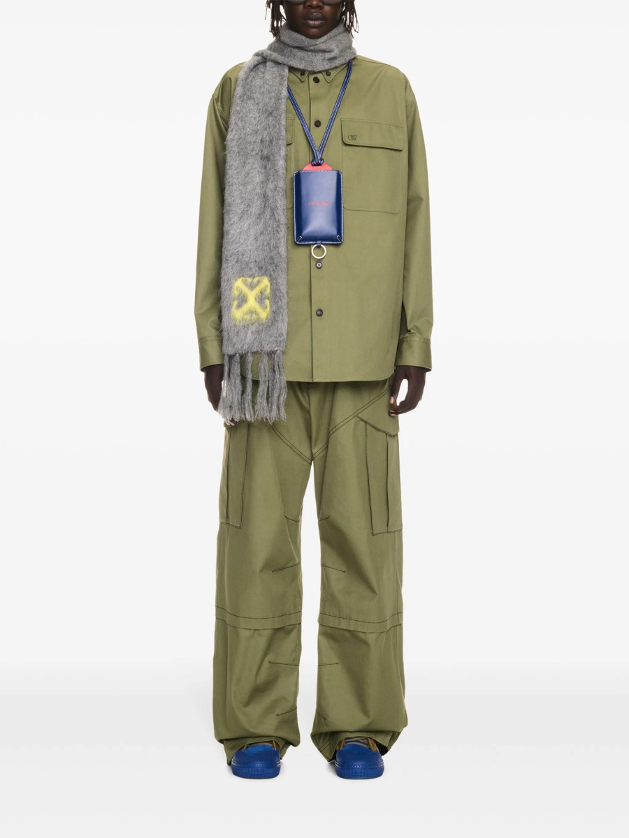 Pantaloni drepti Off-White verzi din bumbac organic - Img 2