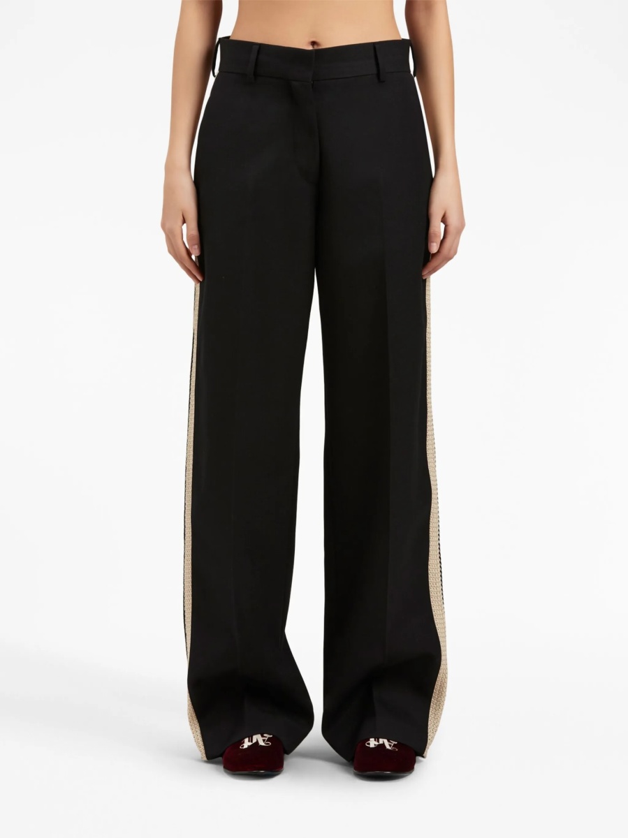 Pantaloni drepti Palm Angels negri din polyester si lana - Img 3