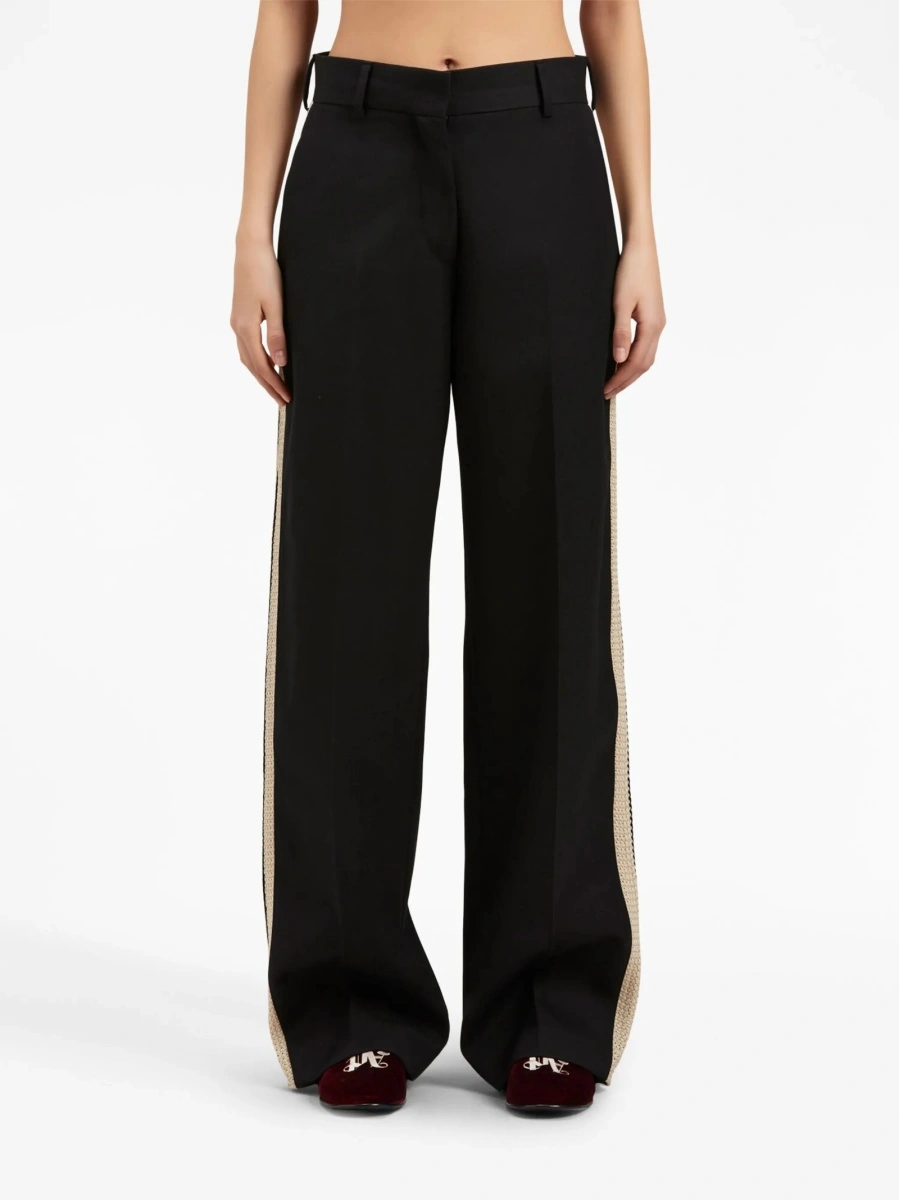 Pantaloni drepti Palm Angels negri din polyester si lana - Img 3