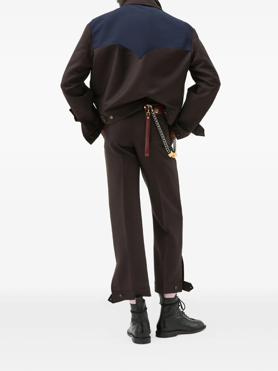 Pantaloni drepti Versace maro din mohair si lana - Img 3