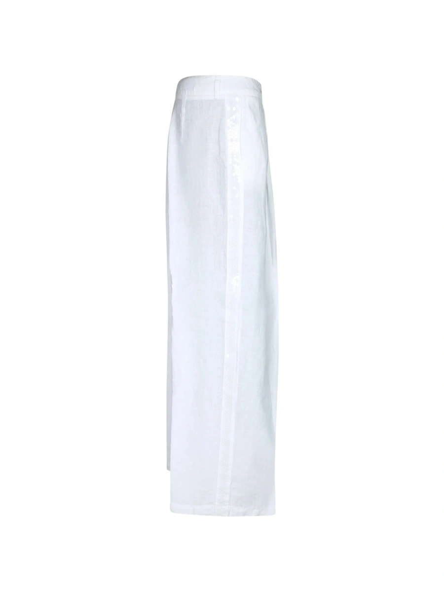 Pantaloni eleganti 120% LINO albi - Img 2