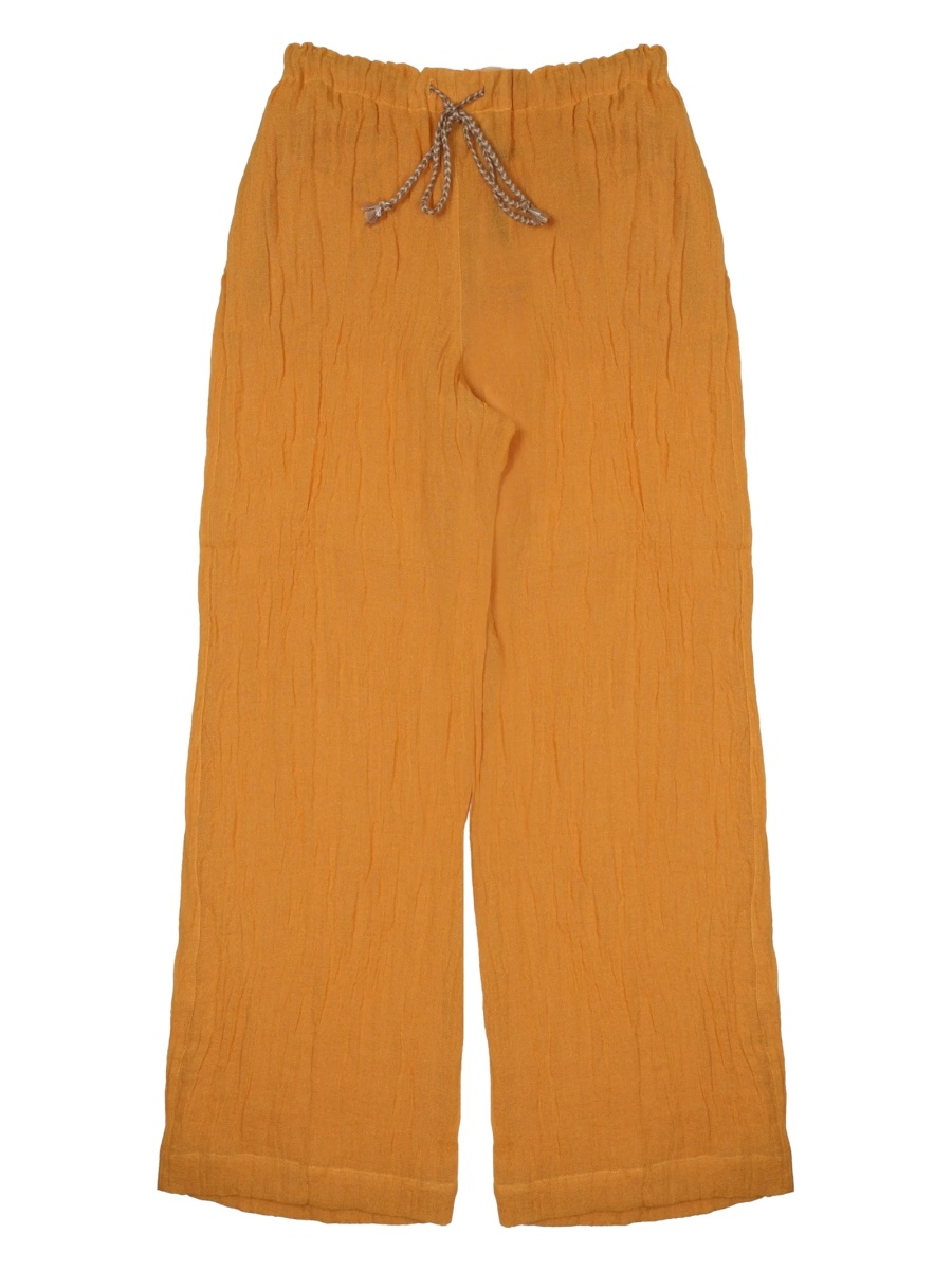 Pantaloni evazati 120% LINO portocalii din in si bumbac - Img 2
