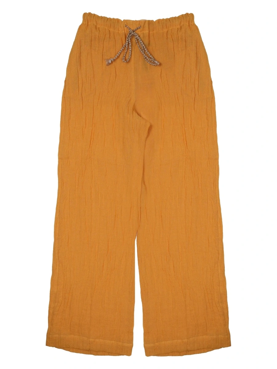 Pantaloni evazati 120% LINO portocalii din in si bumbac - Img 2