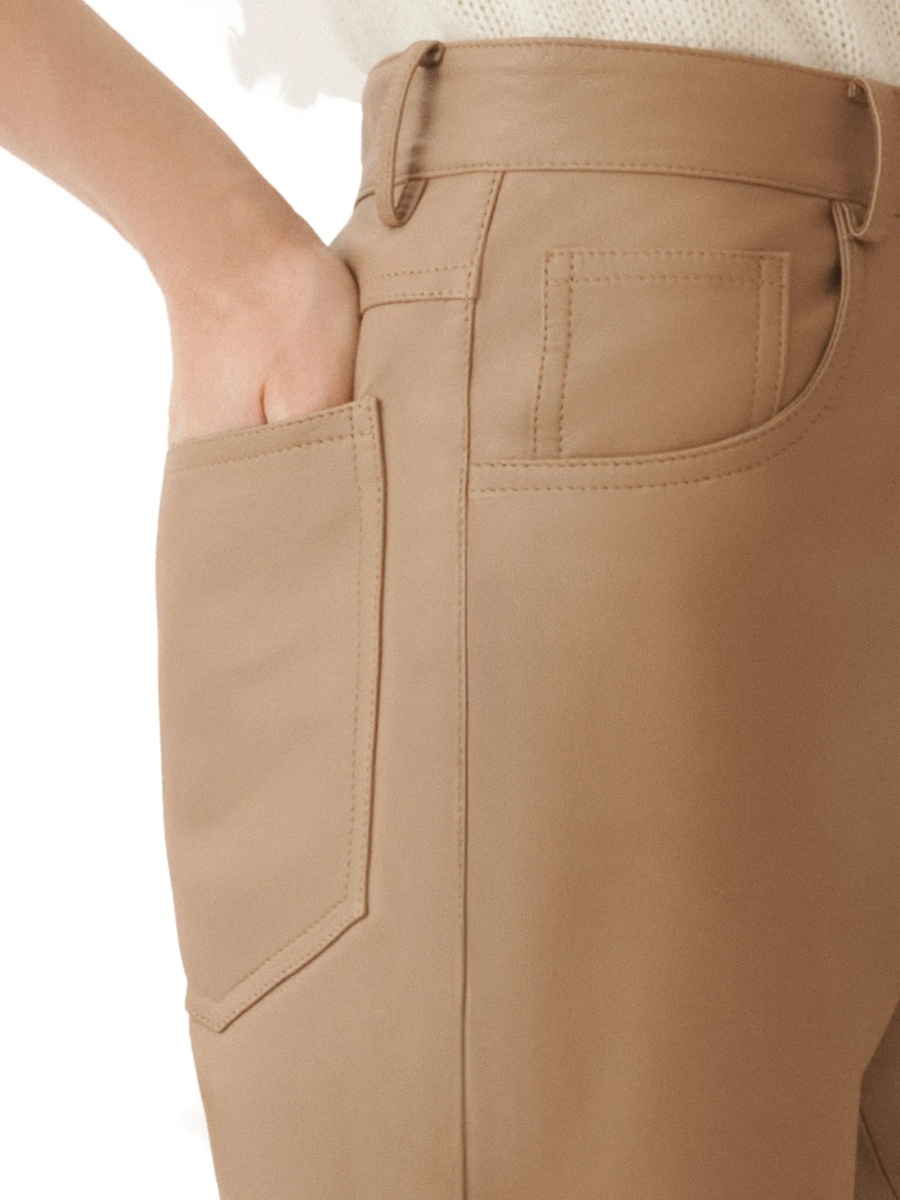 Pantaloni evazati Fabiana Filippi maro din piele - Img 5