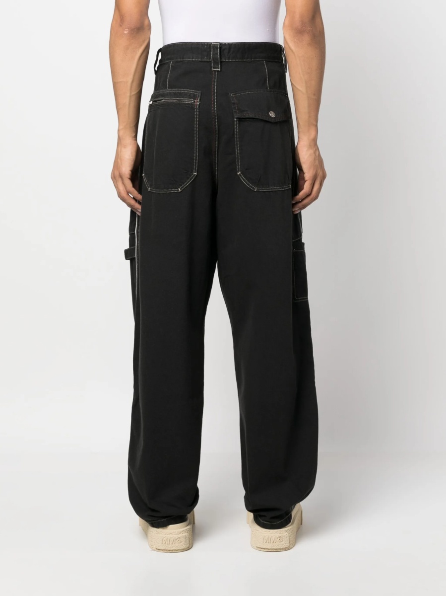 Pantaloni evazati Isabel Marant negri din bumbac si canepa - Img 4