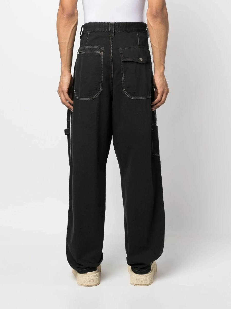 Pantaloni evazati Isabel Marant negri din bumbac si canepa - Img 4