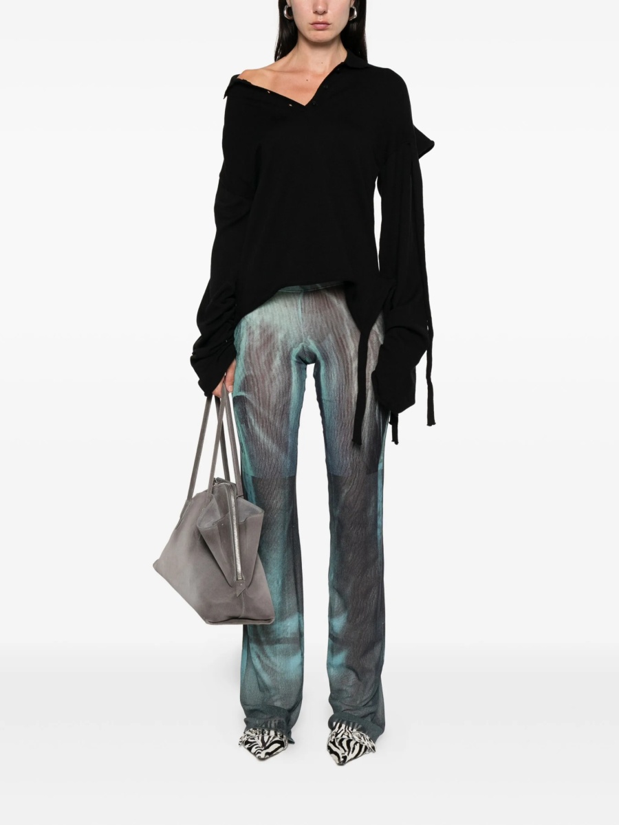 Pantaloni evazati Jean Paul Gaultier albastri din poliamida - Img 2