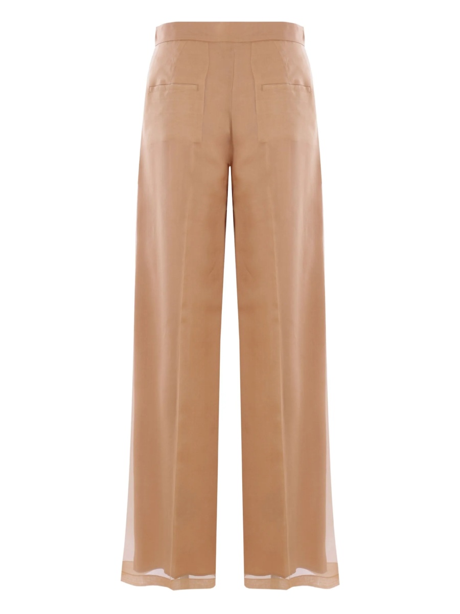 Pantaloni evazati Max Mara maro din matase - Img 2