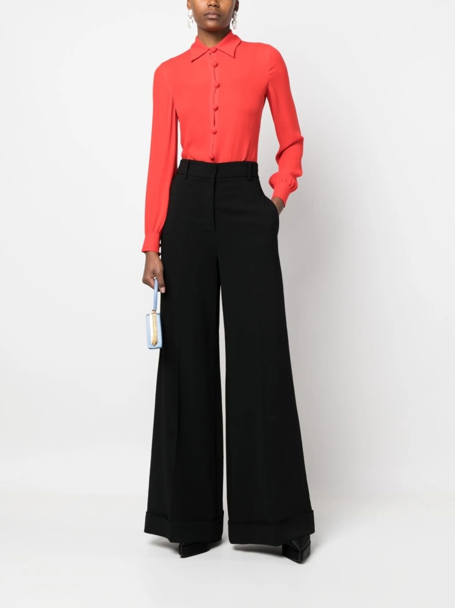 Pantaloni evazati Moschino negri din vascoza si elastan - Img 2
