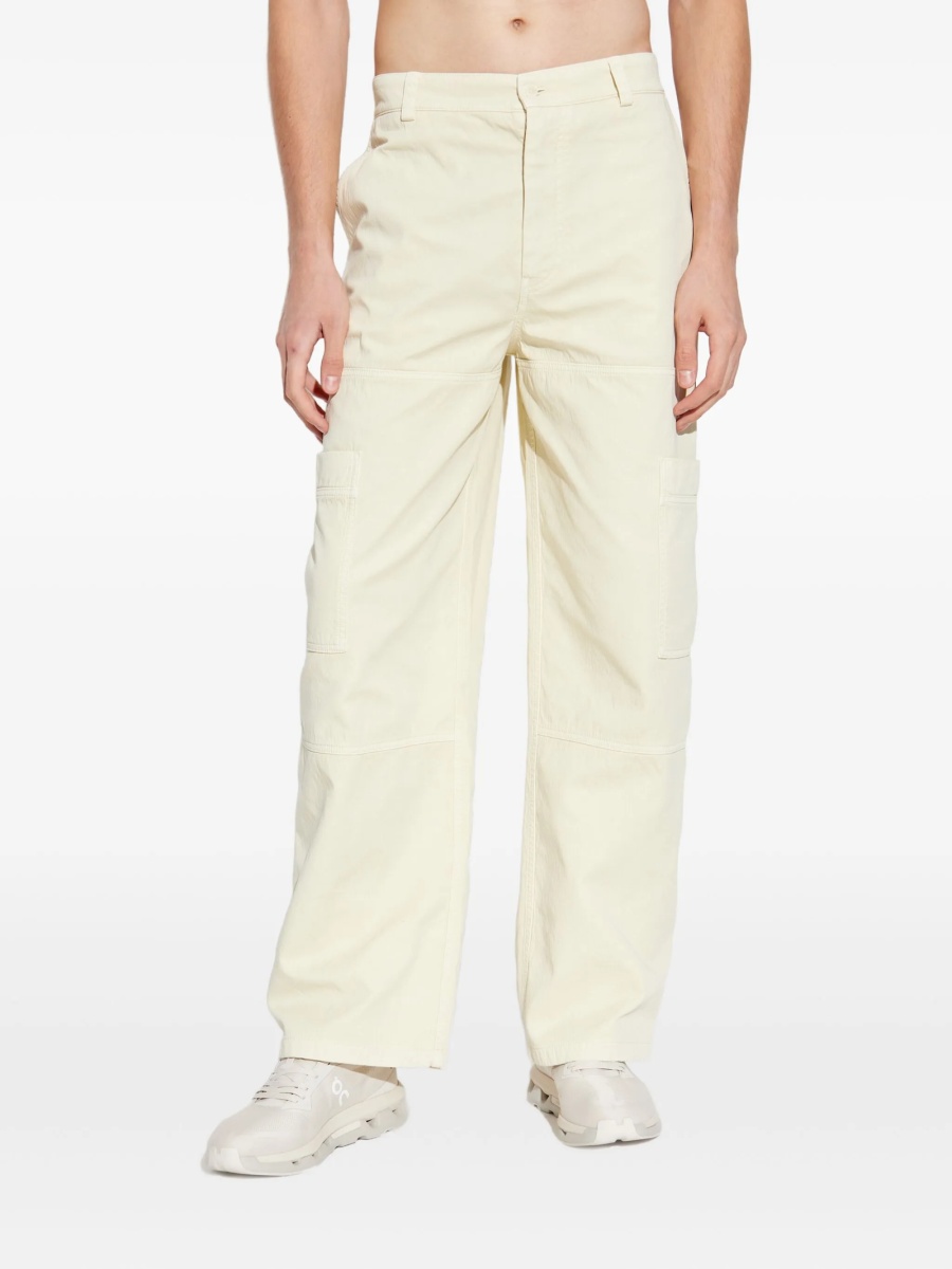 Pantaloni evazati Off-White neutri din bumbac - Img 3