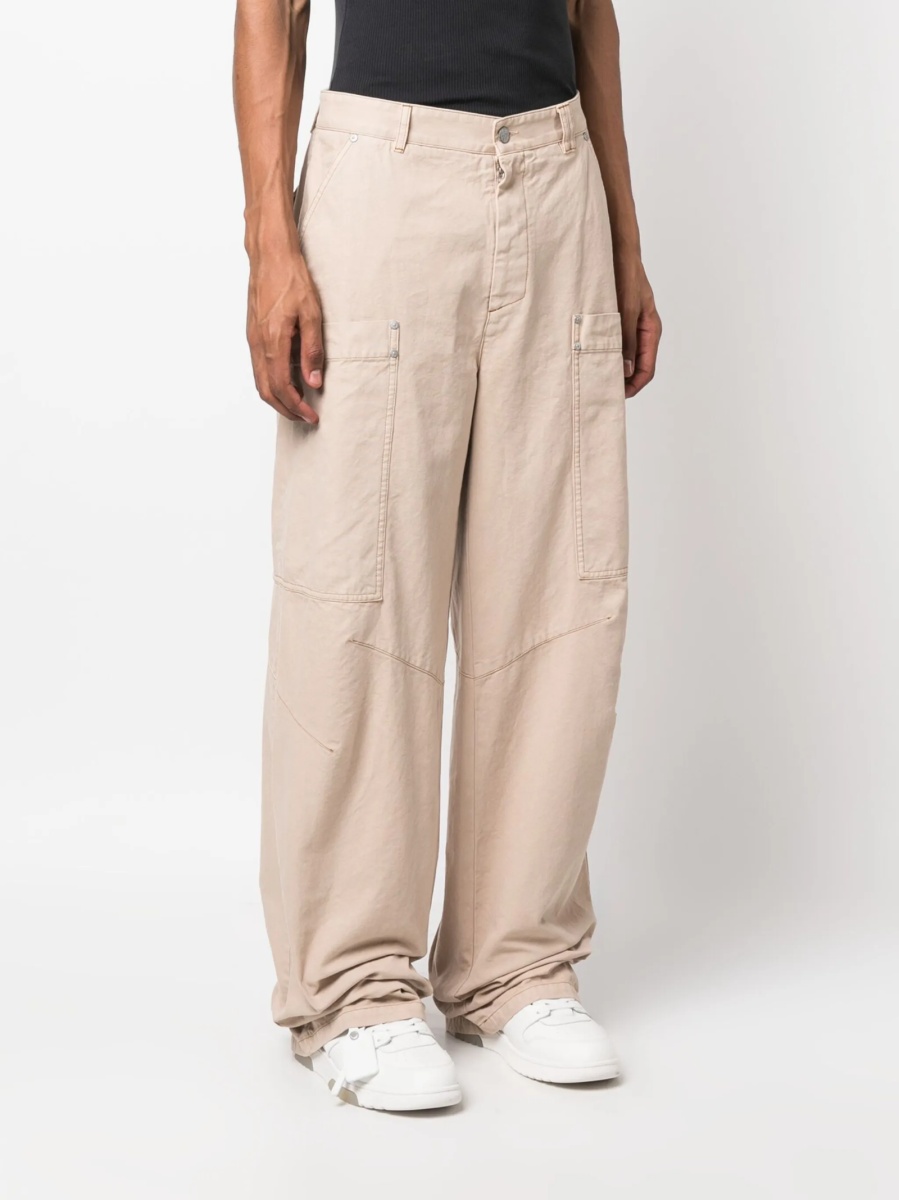 Pantaloni evazati Palm Angels neutri din bumbac - Img 3