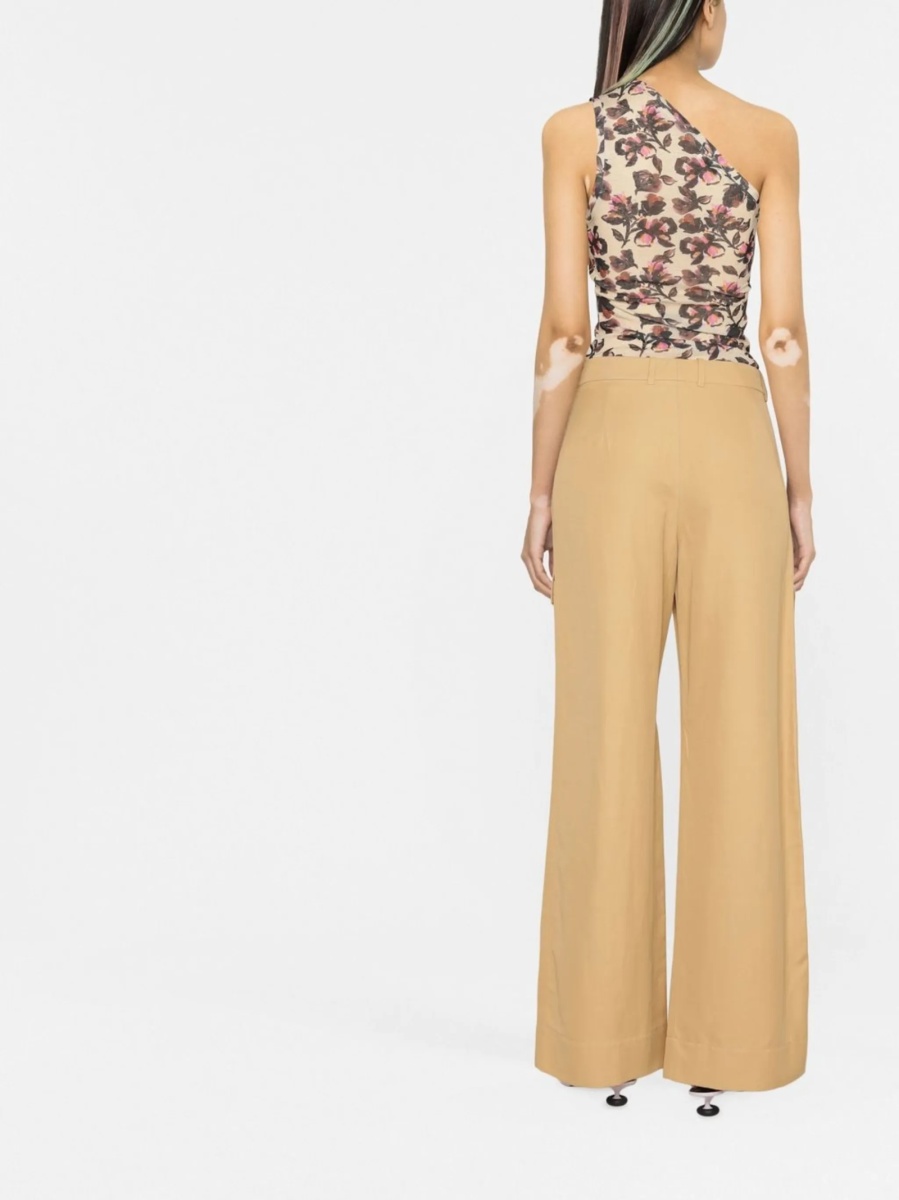 Pantaloni evazati Stella McCartney neutri din in si bumbac - Img 3
